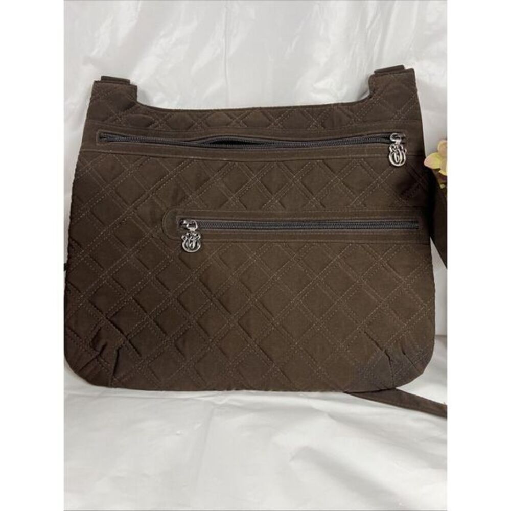 Vera Bradley Crossbody Shoulder Bag Brown Microfiber Purse Adjustable Strap